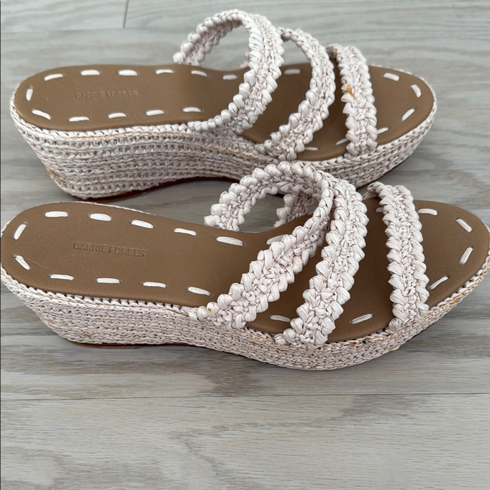 Cream Wedge Espadrilles with Knitted Texture